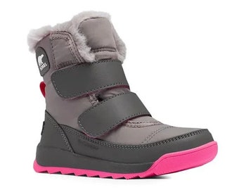 NEW Sorel Sizes 7-11 Little Girls Whitney Waterproof Faux Fur-Lined Boots Quarry