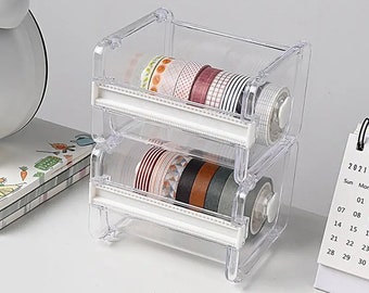 NEW Washi Tape Holder, Stackable Multi Tape Dispenser Cutter - Clear Transparent