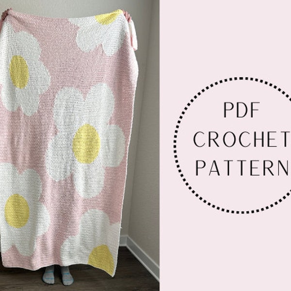 Crochet Flower Throw Blanket Pattern | Toddler Flower Crochet Blanket | beginner friendly plush crochet blanket pattern girls nursery