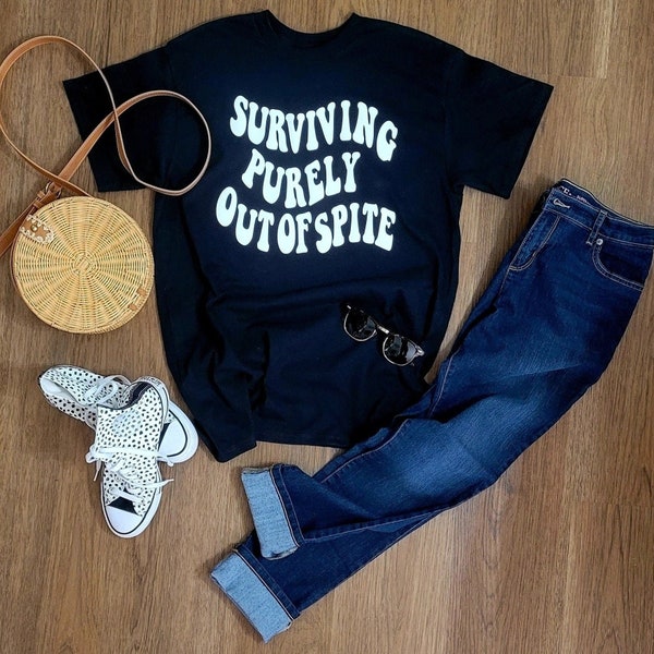 Maglie Con Scritte Divertenti Uomo Surviving Purely Out Of Spite" Shirt Hardcore Shirt - Foto 8