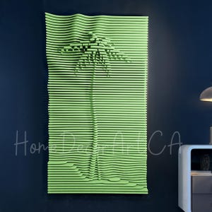 Arte mural de palmeras de playa, decoración costera personalizada