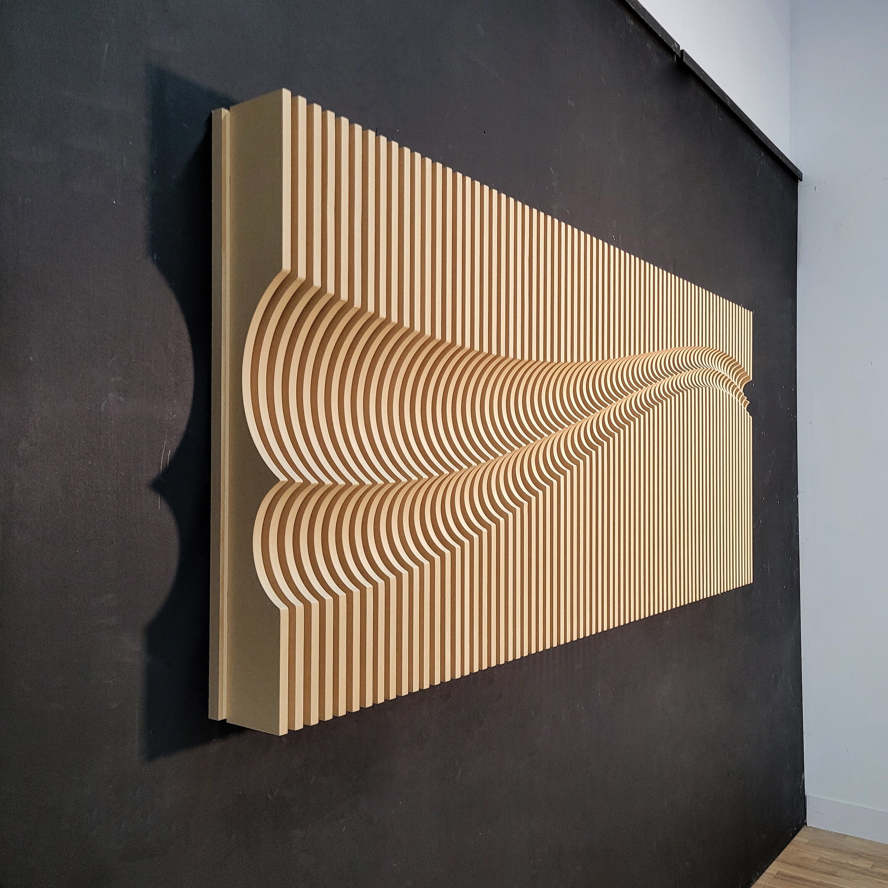 Parametric 3D Wave Wall Artwork, Acoustic Panel, 52″ x 22″ x 3″ – Audamod