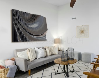 Arte mural de madera 3D artesanal: Decoración con paneles acústicos paramétricos