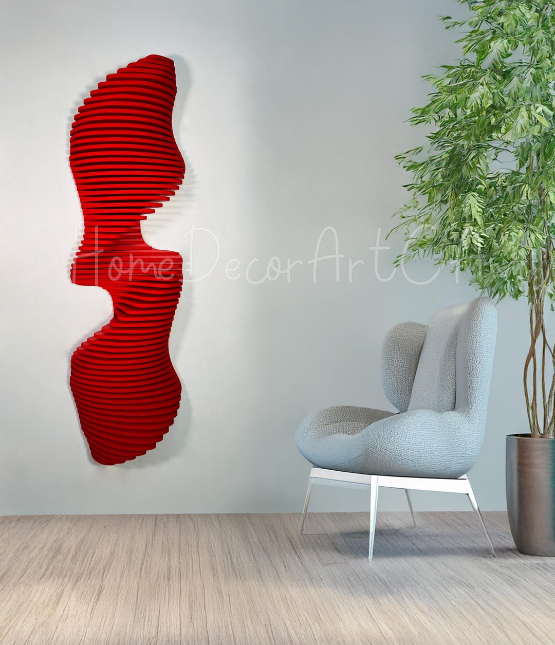 Parametric Wall Art | 3D Acoustic Panel | Large Wall Hangings | Red ...