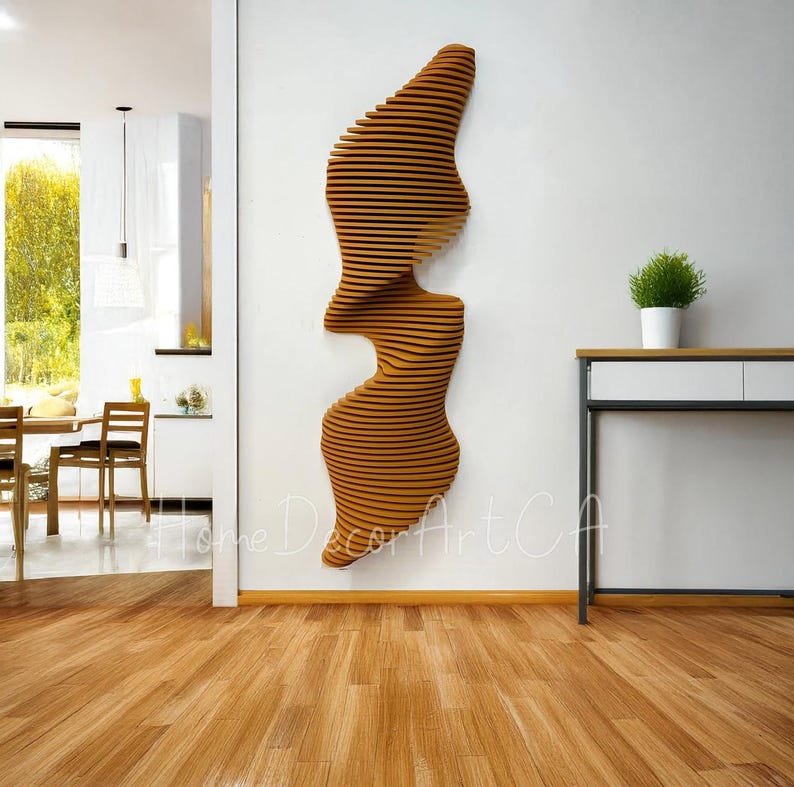 Modern Parametric 3D Wooden Wall Art – Vertical Large Home Decor - Etsy