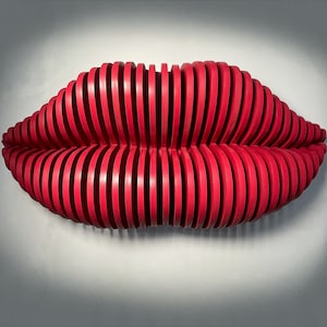 Red Lips Parametric,  3D Wall Art, Large Lips Wall Hangings, Wood Wall Décor, Beauty Salon cool lips decorations