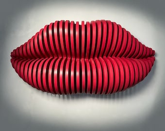 Red Lips Parametric | 3D Wall Art | Large Lips Wall Hangings | Acrylic and wood Wall Décor |Gym Salon cool lips decorations