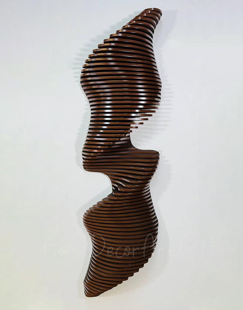 Modern Parametric 3D Wooden Wall Art – Vertical Large Home Decor - Etsy
