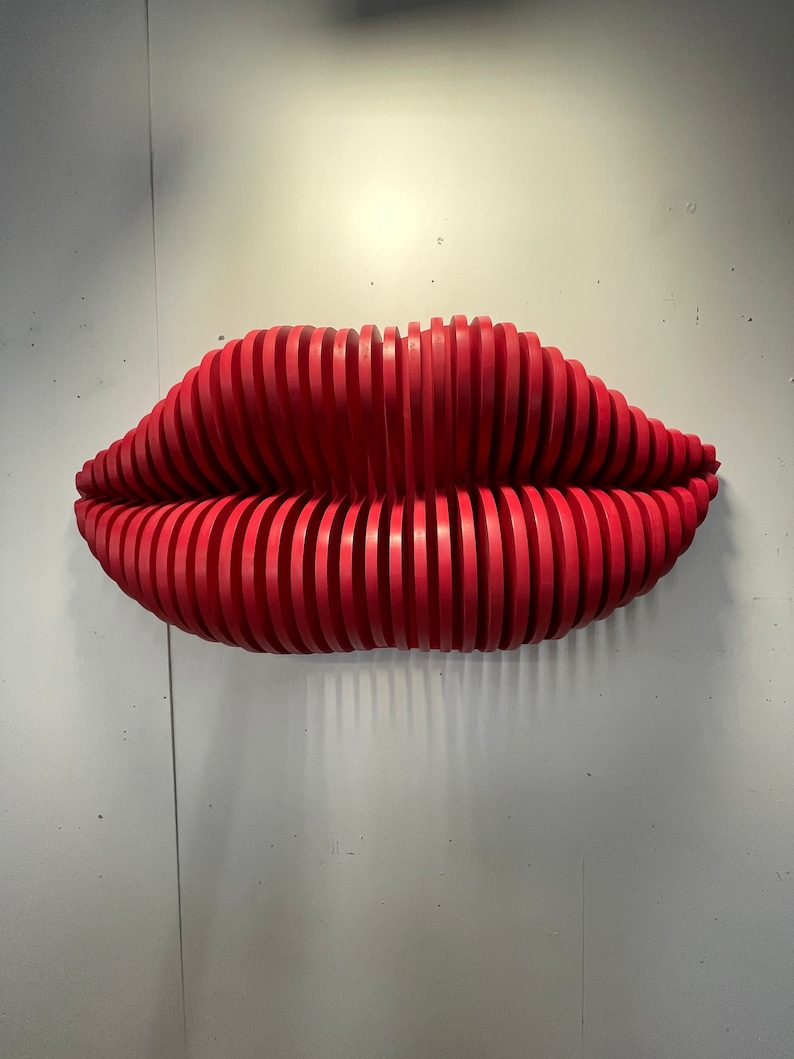 Red Lips Parametric 3D Wall Art Large Lips Wall Hangings Etsy