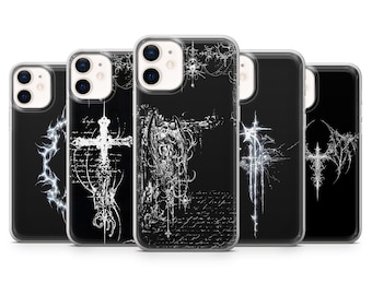 Goth Phone Case Emo Gothic Cybersigilism Cover for iPhone 16, 15, 14, 13, 12, 11 Samsung S25, S24, A56, A16 Pixel 9A, 9Pro XL, 8Pro, 8A
