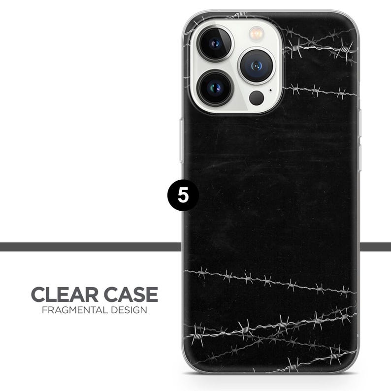 Puede incluir: Carcasa transparente para tel&eacute;fono con fondo negro y dise&ntilde;o de alambre de p&uacute;as. La carcasa est&aacute; dise&ntilde;ada para un iPhone con lente de c&aacute;mara triple.