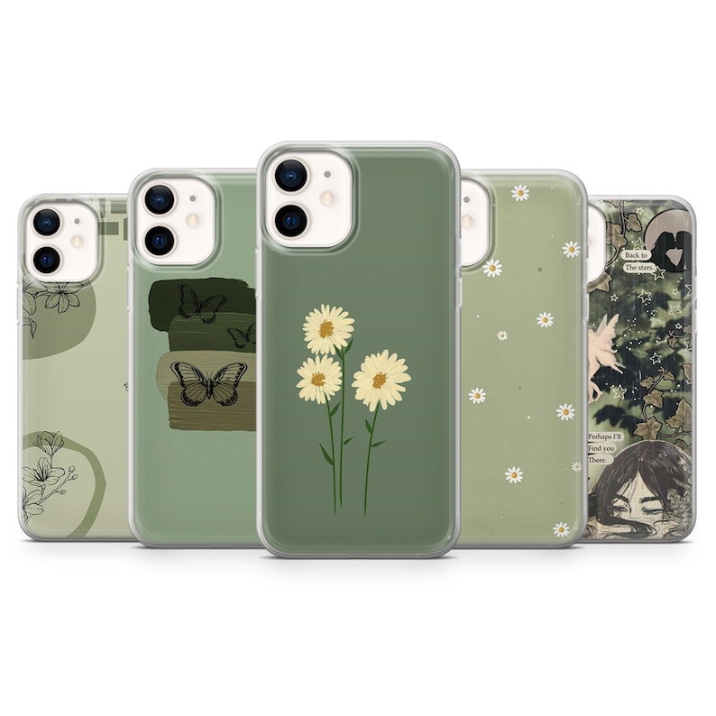 Sage Green Phone Case Earthy Deep Green Cover for iPhone 15, 14, 13, 12, 11, XR, 7, 8, Samsung S24, S23, S23FE, A54, A15, A25 , Pixel 8, 7 image 1
