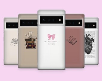 Funda para teléfono Book Girl Bookish Reader Litcore Cover para Google Pixel 9Pro, 8A, 8Pro, 7Pro, iPhone 16, 15, 14, 13, 12, Samsung S25, S24, S23