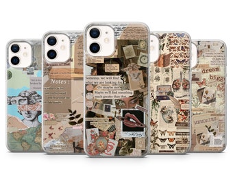 Retro Collage Handyhülle Antik Design Cover für iPhone 15, 14, 13, 12, 11, Samsung S24Ultra, S23FE, S22, A15, A54, Pixel 8A, 8Pro, 7A 7Pro