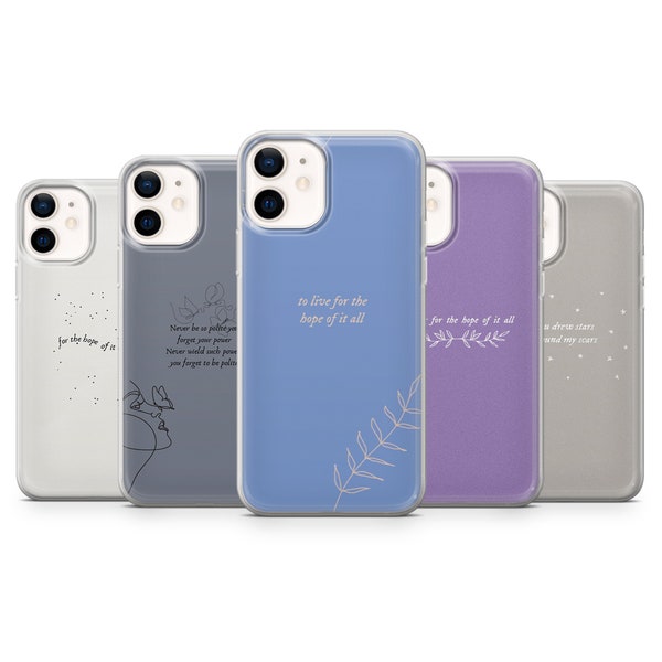 Coque de portable paroles célèbres avec paroles significatives pour iPhone 15, 14, 13, 12, 11, Samsung S24Ultra, S23FE, S22, A15, A54, Pixel 8A, 8Pro, 7A