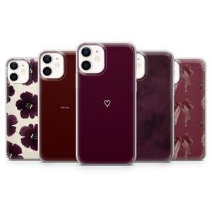 Burgund Handyhülle dunkel rot Maroon Minimalist Cover für iPhone 16, 15, 14, 13, 12, 11, Samsung S25, S24, S23 A15 Pixel 9Pro XL, 8A 8Pro