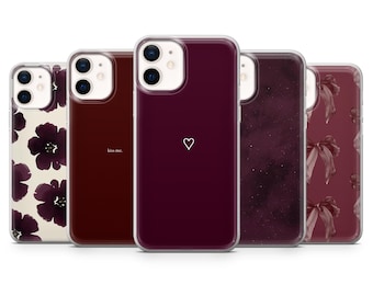 Burgundy Phone Case Dark Red Maroon Minimalist Cover for iPhone 16, 15, 14, 13, 12, 11, Samsung S25, S24, S23 A15 Pixel 9Pro XL, 8A 8Pro