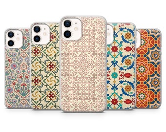 Coque de portable mosaïque motif arabe pour iPhone 15, 14, 13, 12, 11, Samsung S24Ultra, S23FE, S22, A15, A54 A25, Pixel 8A, 8Pro, 7A, 7Pro, 6A