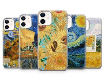 Custodia per telefono Van Gogh con dipinto Girasole per iPhone 16, 15, 14, 13, 12, 11 Samsung S25, S24, A56, A16 Pixel 9A, 9Pro XL, 8Pro, 8A
