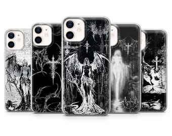 Gotiskt ängeltelefonskal Cyber Gothic Emo-fodral – Passar iPhone 16, 15, 14, 13, 12, 11 | Samsung S25, S24, A16, A56 | Pixel 9A, 8Pro, 7A 6A