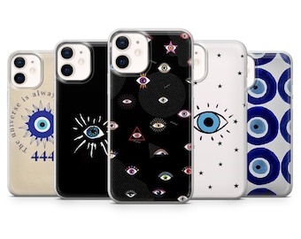 Devil Eye Phone Case Amulet Evil Eye Cover for iPhone 15, 14, 13, 12, 11, Samsung S24, S23FE, S22, A15, A54, Pixel 8A, 8Pro, 7A 7Pro 6A