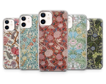 William Morris Coque de portable style Morris pour iPhone 15, 14, 13, 12, 11, Samsung S24, S23FE, S22, A15, A54, Pixel 8A, 8Pro, 7A 7Pro 6A