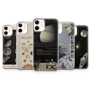 Coque Astronomie Système solaire planètes rétro pour iPhone 16, 15, 14, 13, 12, 11 Samsung S25, S24, S23, A56 Pixel 9Pro XL, 8A, 8Pro