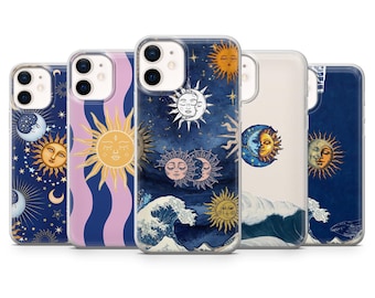 Sun and Moon Phone Case Celestial Sun Tarot Cover for iPhone 16, 15, 14, 13, 12, 11 Samsung S25, S24, A56, A16 Pixel 9A, 9Pro XL, 8Pro, 8A