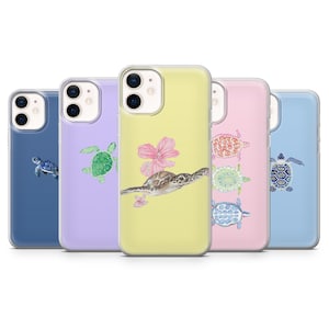 Funda para teléfono con diseño de tortuga marina y playa para iPhone 16, 15, 14, 13, 12 y 11. Samsung S25, S24, S23, A56, Pixel 9Pro XL, 8A y 8Pro.