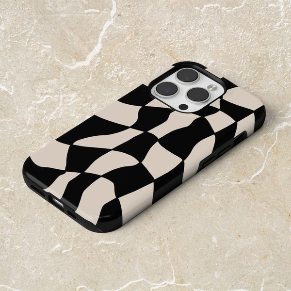 Tough Checkered Pattern Phone Case Grid Checkers Cover for iPhone 15, 14, 13, 12, Google Pixel 8, 7A, 6A, Samsung Galaxy S24, S23, S22