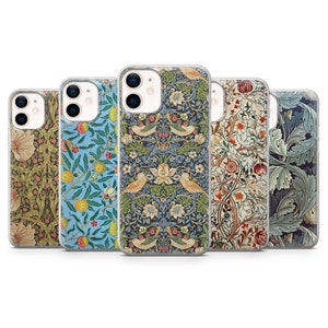 William Morris Phone Case Vintage Style Cover for iPhone 15, 14, 13, 12, 11, Samsung S24, S23FE, A15, A54, A25, Pixel 8A, 8Pro, 7A, 7Pro