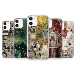 Coque pour téléphone Tarot Witchy Tarot Card Cover pour iPhone 16, 15, 14, 13, 12, 11, Samsung S25, S24, S23, A15, Pixel 9Pro XL, 8A, 8Pro