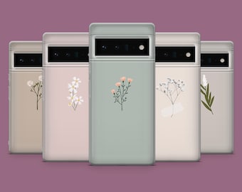 Cute Minimalism Phone Case Spring Flowers Cover for Google Pixel 9Pro XL, 8A, 8Pro, 7Pro, Samsung S24, S23Fe, A15, iPhone 16Pro, 15, 14, 13