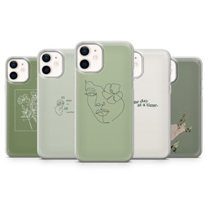 Funda para teléfono verde salvia con tonos tierra para iPhone 16, 15, 14, 13, 12, 11, Samsung S24, S23FE, S22, A15, Pixel 9Pro XL, 8Pro, 7A