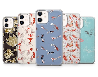 Koi Fish Pattern Phone Case Goldfish Cover for iPhone 15, 14, 13, 12, 11, XR, 7, 8, Samsung S23, S22, S21FE, A53, A14, A13, Pixel 8, 7, 6A