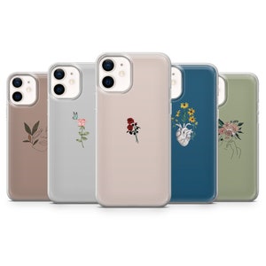 Custodia per telefono minimalista carina con motivo floreale per iPhone 16, 15, 14, 13, 12, 11, Samsung S24Ultra, S23FE, S22, A15, Pixel 9Pro XL, 8Pro, 7A