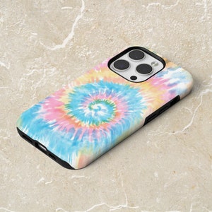 Durable Hippie Groovy Phone Case Tie Dye Cover for iPhone 15, 14, 13, 12, Google Pixel 8, 7A, 6A, Samsung Galaxy S24, S23, S22