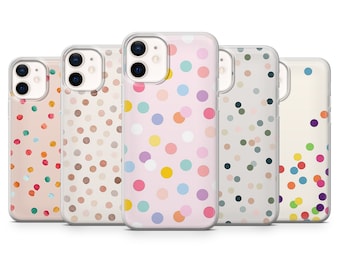 Polka Dots Handyhülle Punkt Muster Cover für iPhone 15, 14, 13, 12, 11, Samsung S24, S23FE, A15, A54, Pixel 8A, 8Pro, 7A, 7Pro, 6A