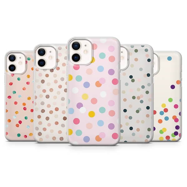 Polka Dots Handyhülle Punkt Muster Cover für iPhone 15, 14, 13, 12, 11, Samsung S24, S23FE, A15, A54, Pixel 8A, 8Pro, 7A, 7Pro, 6A