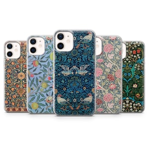 William Morris Handy Hülle Vintage Floral Morris Muster Cover für iPhone 16, 15, 14, 13, 12, 11 Samsung S25, S24, S23 Pixel 9Pro XL, 8A 8Pro