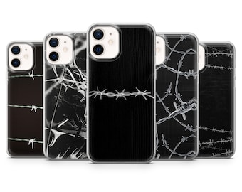 Stacheldraht Handytasche Punk Metal Cover für iPhone 15, 14, 13, 12, 11, Samsung S24, S23FE, S22, A15, A54, Pixel 8A, 8Pro, 7A 7Pro 6A