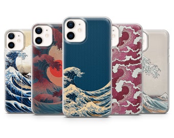 Coque de portable vague japonaise Cool Wave pour iPhone 15, 14, 13, 12, 11, XR, 7, 8, Samsung S23, S22, S21FE, A53, A14, A13, Pixel 8, 7, 6A