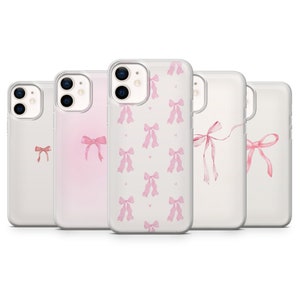 Blush Pink Ribbon Phone Case Blush Bow Cover for iPhone 15, 14, 13, 12, 11, Samsung S24, S23FE, A15, A54, Pixel 8A, 8Pro, 7A, 7Pro, 6A