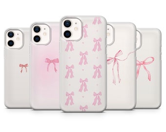 Blush Pink Ribbon Handyhülle Blush Bow Cover für iPhone 15, 14, 13, 12, 11, Samsung S24, S23FE, A15, A54, Pixel 8A, 8Pro, 7A, 7Pro, 6A