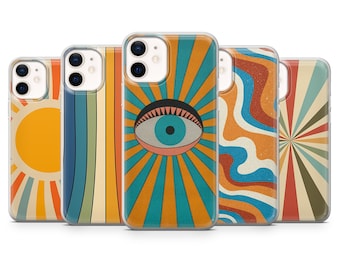 Coque de portable rayures rétro vintage Vibes Cover pour iPhone 15, 14, 13, 12, 11, Samsung S24, S23FE, S22, A15, A54, Pixel 8A, 8Pro, 7A 7Pro 6A