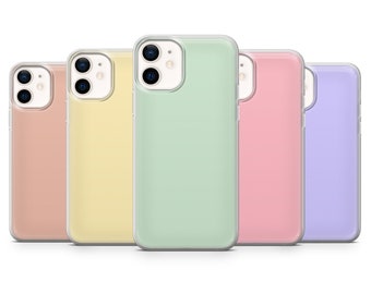Schlichte Farbe Handy Hülle Pastellfarben Cover für iPhone 15, 14, 13, 12, 11, XR, 7, 8, Samsung S23, S22, S21FE, A53, A14, A13, Pixel 8, 7, 6A