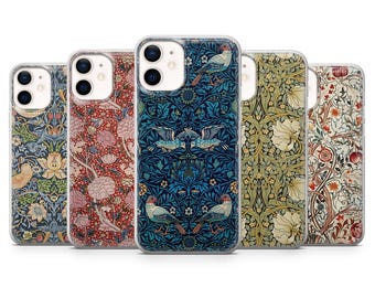William Morris Phone Case Classic Floral Design Cover for iPhone 16, 15, 14, 13, 12, 11, Samsung S24, S23, S22, A15, Pixel 9Pro XL, 8A, 8Pro