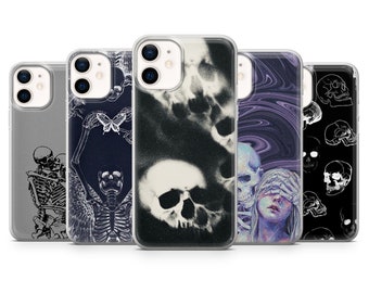 Skeleton Bones Handyhülle Creepy Skull Cover für iPhone 15, 14, 13, 12, 11, Samsung S24, S23FE, S22, A15, A54, Pixel 8A, 8Pro, 7A 7Pro 6A