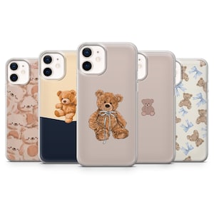 Coque de portable ours en peluche beige pour iPhone 16, 15, 14, 13, 12, 11, Samsung S25, S24, S23 A15 Pixel 9Pro XL, 8A 8Pro