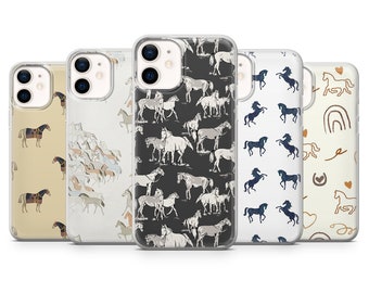 Coque de téléphone équestre à imprimé chevaux pour iPhone 15, 14, 13, 12, 11, XR, 7, 8, Samsung S23, S22, S21FE, A53, A14, A13, Pixel 8, 7, 6A